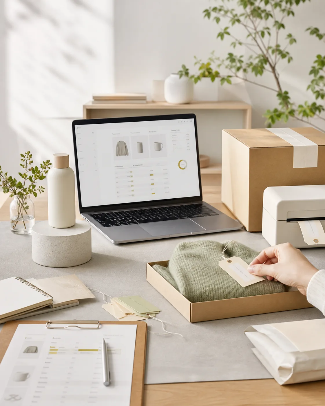 Shopifyを使ったEC運用と商品発送を行う様子